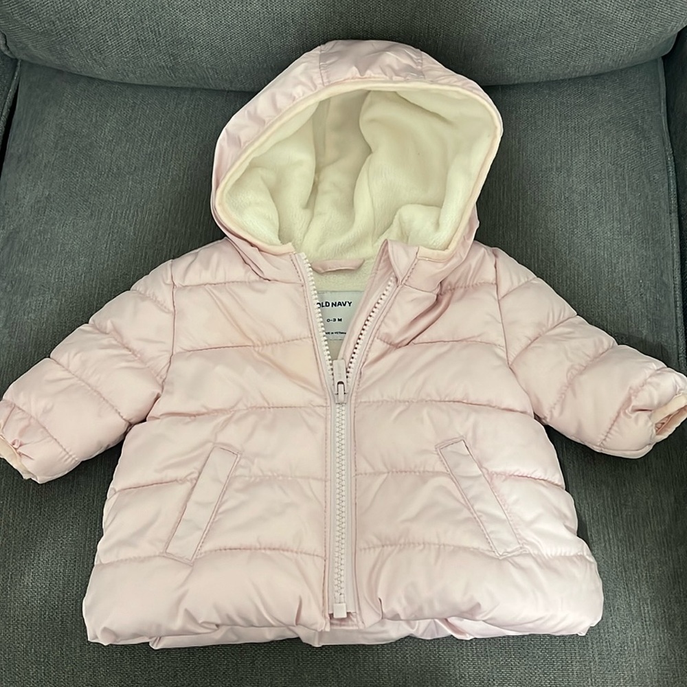 Old navy pink baby puffer jacket